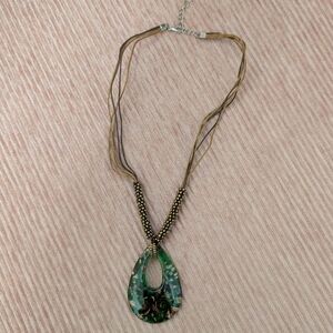 Artisan Green Murano-Style Glass Teardrop Pendant Necklace